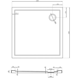Mexen Flow úzká čtvercová sprchová vanička 120 x 120 cm, lesklá bílá - 46S101212