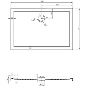 Mexen Flow úzká obdélníková sprchová vanička 160 x 75 cm, bílý lesk - 46R107516