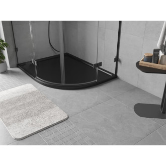 Mexen Flow půlkruhová asymetrická sprchová vanička, úzká, levá, 90 x 80 cm, matná černá - 46Q708090L