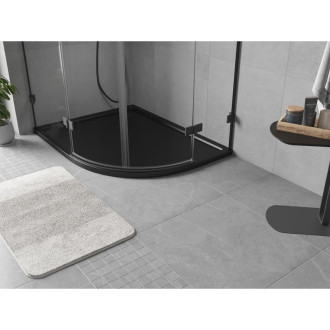 Mexen Flow půlkruhová asymetrická sprchová vanička, úzká, levá, 100 x 90 cm, matná černá - 46Q709010L