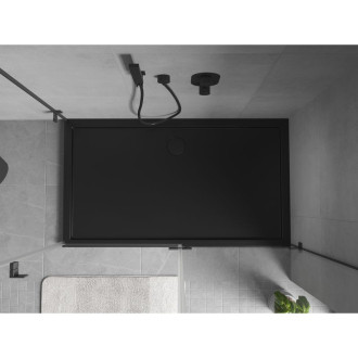 Mexen Flow úzká obdélníková sprchová vanička 140 x 75 cm, matná černá - 46R707514