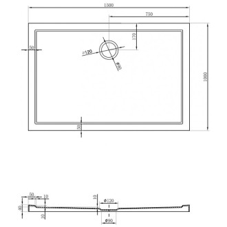 Mexen Flow úzká obdélníková sprchová vanička 150 x 100 cm, matná černá - 46R701015