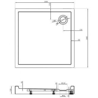 Mexen Flow+ čtvercová sprchová vanička 100 x 100 cm, bílý lesk - 46S101010H