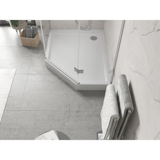 Mexen Flow+ levá pětiúhelníková sprchová vanička 100 x 80 cm, bílý lesk - 46P108010LH