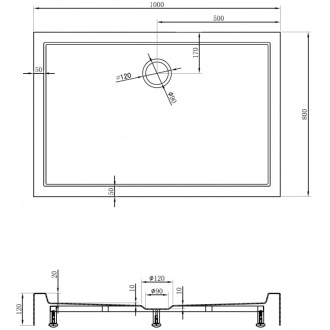 Mexen Flow+ obdélníková sprchová vanička 100 x 80 cm, bílý lesk - 46R108010H