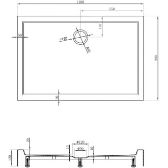Mexen Flow+ obdélníková sprchová vanička 110 x 90 cm, bílý lesk - 46R109011H