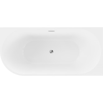 Volně stojící rohová vana Mexen Mia pravá 140 x 75 cm, bílá, chromovaný přepad - 52691407500P-01