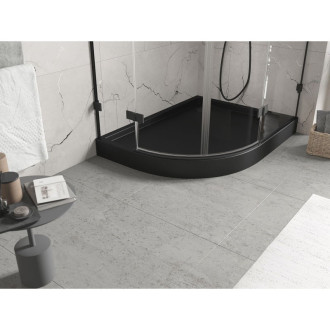 Mexen Flow+ půlkruhová asymetrická pravá sprchová vanička 90 x 80 cm, matná černá - 46Q708090RH