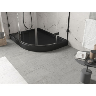 Mexen Flow+ půlkruhová asymetrická levá sprchová vanička 100 x 90 cm, matná černá - 46Q709010LH