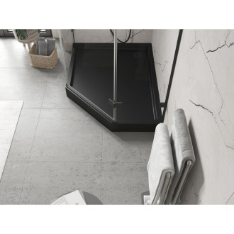 Mexen Flow+ levá pětiúhelníková sprchová vanička 80 x 100 cm, matná černá - 46P708010LH