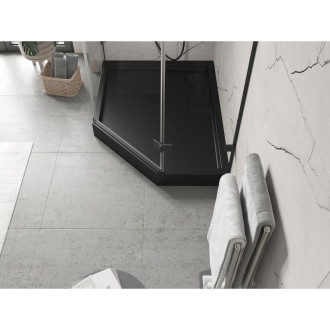 Mexen Flow+ levá pětiúhelníková sprchová vanička 100 x 90 cm, matná černá - 46P709010LH