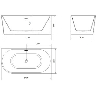 Volně stojící rohová vana Mexen Mia pravá 140 x 75 cm, bílá/černá, chromovaný přepad - 52691407575P-01