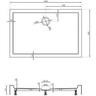 Mexen Flow+ obdélníková sprchová vanička 100 x 80 cm, matná černá - 46R708010H