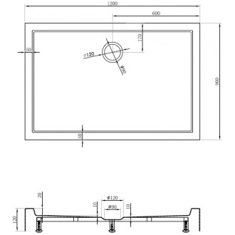 Mexen Flow+ obdélníková sprchová vanička 120 x 90 cm, matná černá - 46R709012H
