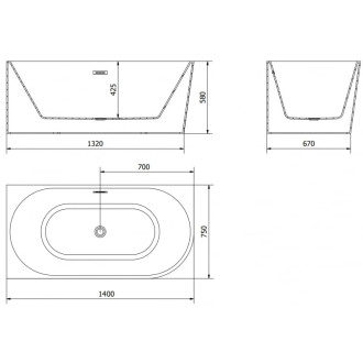 Volně stojící rohová vana Mexen Mia levá 140 x 75 cm, bílá, černý přepad - 52691407500L-70