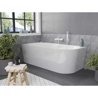 Volně stojící rohová vana Mexen Mia levá 160 x 80 cm, bílá, bílý přepad - 52691608000L-20