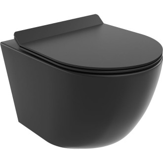 WC mísa Mexen Lena Rimless Tornado s úzkým sedátkem s tlumeným dovíráním, duroplast, matná černá - 30220185T