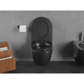 WC mísa Mexen Lena Rimless Tornado s úzkým sedátkem s tlumeným dovíráním, duroplast, matná černá - 30221085T