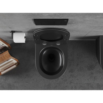 WC mísa Mexen Lena Rimless Tornado s úzkým sedátkem s tlumeným dovíráním, duroplast, matná černá - 30221085T