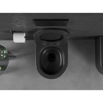 WC mísa Mexen Sofia Rimless Tornado s úzkým sedátkem s tlumeným dovíráním, duroplast, matná černá - 30541085T