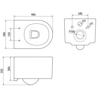 WC mísa Mexen Sofia Rimless Tornado s úzkým sedátkem s tlumeným dovíráním, duroplast, matná černá - 30541085T