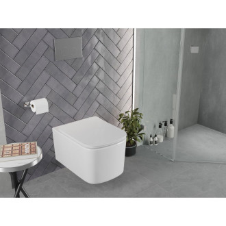 WC mísa Mexen Vivo Rimless Tornado s úzkým sedátkem s tlumeným dovíráním, duroplast, lesklá bílá - 30610200T