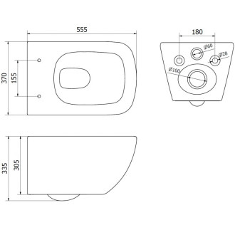 Záchodová mísa Mexen Timo Rimless Tornado s úzkým sedátkem s tlumeným dovíráním, duroplast, lesklá bílá - 30650200T