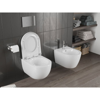 WC mísa Mexen Carmen Rimless Tornado s tlumeným dovíráním sedátka, tvrdá, duroplast, lesklá bílá - 30880200T