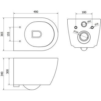 WC mísa Mexen Carmen Rimless Tornado s úzkým sedátkem s tlumeným dovíráním, duroplast, lesklá bílá - 30880300T