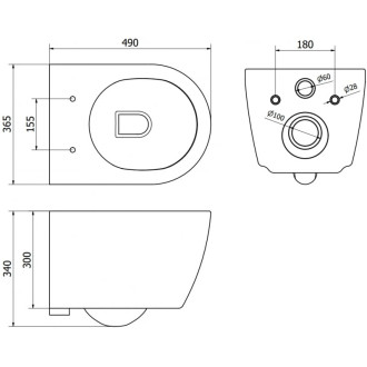 WC mísa Mexen Carmen Rimless Tornado s úzkým sedátkem s tlumeným dovíráním, duroplast, lesklá bílá - 30880400T