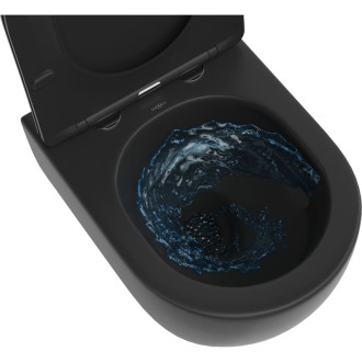 WC mísa Mexen Carmen Rimless Tornado s úzkým sedátkem s tlumeným dovíráním, duroplast, matná černá - 30880185T
