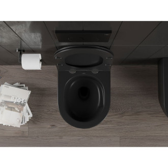 WC mísa Mexen Carmen Rimless Tornado s úzkým sedátkem s tlumeným dovíráním, duroplast, matná černá - 30881085T