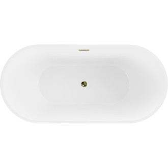 Volně stojící vana Mexen Luna 140 x 75 cm, bílá, zlatý přepad - 52031407500-50