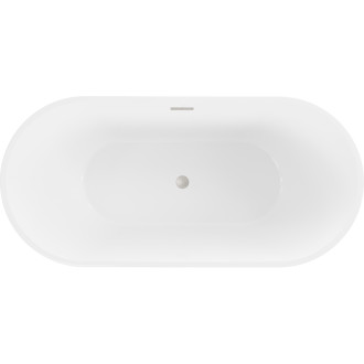Volně stojící vana Mexen Luna 140 x 75 cm, bílá/černá, přepad kartáčovaný nikl - 52031407575-97