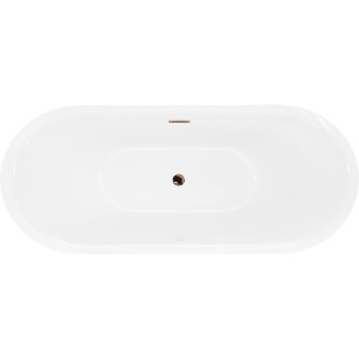 Volně stojící vana Mexen Lotos 150 x 75 cm, bílá, růžovo-zlatý přepad - 52051507700-60