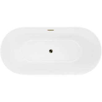 Volně stojící vana Mexen Luna Slim 170 x 75 cm, bílá, zlatý přepad - 52041707500-50