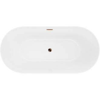 Volně stojící vana Mexen Luna Slim 170 x 75 cm, bílá, růžovo-zlatý přepad - 52041707500-60