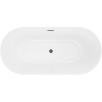 Volně stojící vana Mexen Luna Slim 170 x 75 cm, bílá, přepad v barvě dělového kovu - 52041707500-95