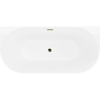 Volně stojící závěsná vana Mexen Oval Slim 170 x 80 cm, bílá, zlatý přepad - 52661708000-50