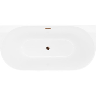 Volně stojící závěsná vana Mexen Oval Slim 170 x 80 cm, bílá, růžovo-zlatý přepad - 52661708000-60