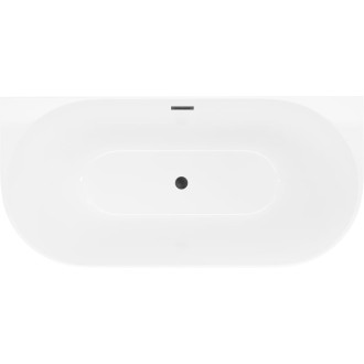 Volně stojící závěsná vana Mexen Oval Slim 170 x 80 cm, bílá, černý přepad - 52661708000-70