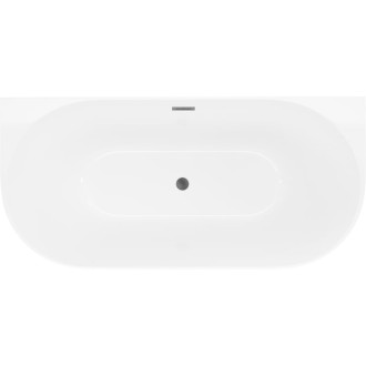 Volně stojící závěsná vana Mexen Oval Slim 170 x 80 cm, bílá, přepad v barvě dělového kovu - 52661708000-95