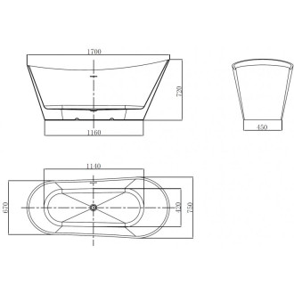 Volně stojící vana Mexen Dora 170 x 75 cm, bílá, růžovo-zlatý přepad - 52071707500-60