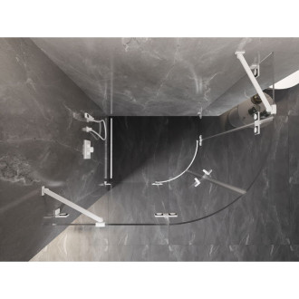 Půlkruhový sprchový kout Mexen Lunar, levý, výklopný, 90 x 70 cm, průhledný, bílý - 833-090L-070P-20-00