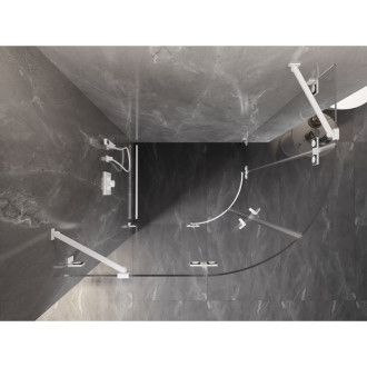 Půlkruhový sprchový kout Mexen Lunar, levý, výklopný, 100 x 70 cm, průhledný, bílý - 833-100L-070P-20-00