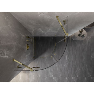 Sprchový kout Mexen Lunar půlkruhový výklopný 80 x 80 cm, průhledný, zlatý - 833-080L-080P-50-00