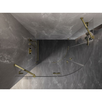 Půlkruhový sprchový kout Mexen Lunar, levý, výklopný, 100 x 90 cm, průhledný, zlatý - 833-100L-090P-50-00