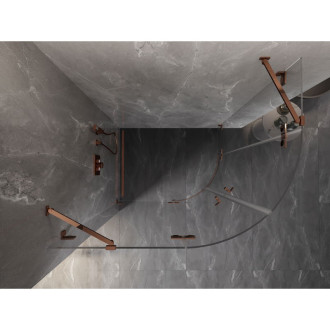 Půlkruhový sprchový kout Mexen Lunar, levý, výklopný, 90 x 80 cm, průhledný, růžové zlato - 833-090L-080P-60-00