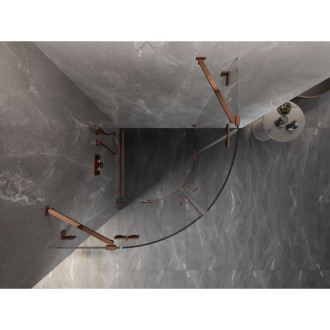 Mexen Lunar půlkruhový výklopný sprchový kout 90 x 90 cm, průhledný, růžové zlato - 833-090L-090P-60-00