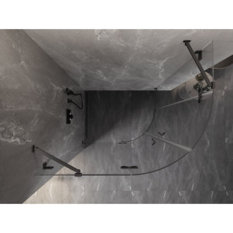 Půlkruhový sprchový kout Mexen Lunar, levý, výklopný, 100 x 90 cm, průhledný, kartáčovaná pistole gray - 833-100L-090P-66-00